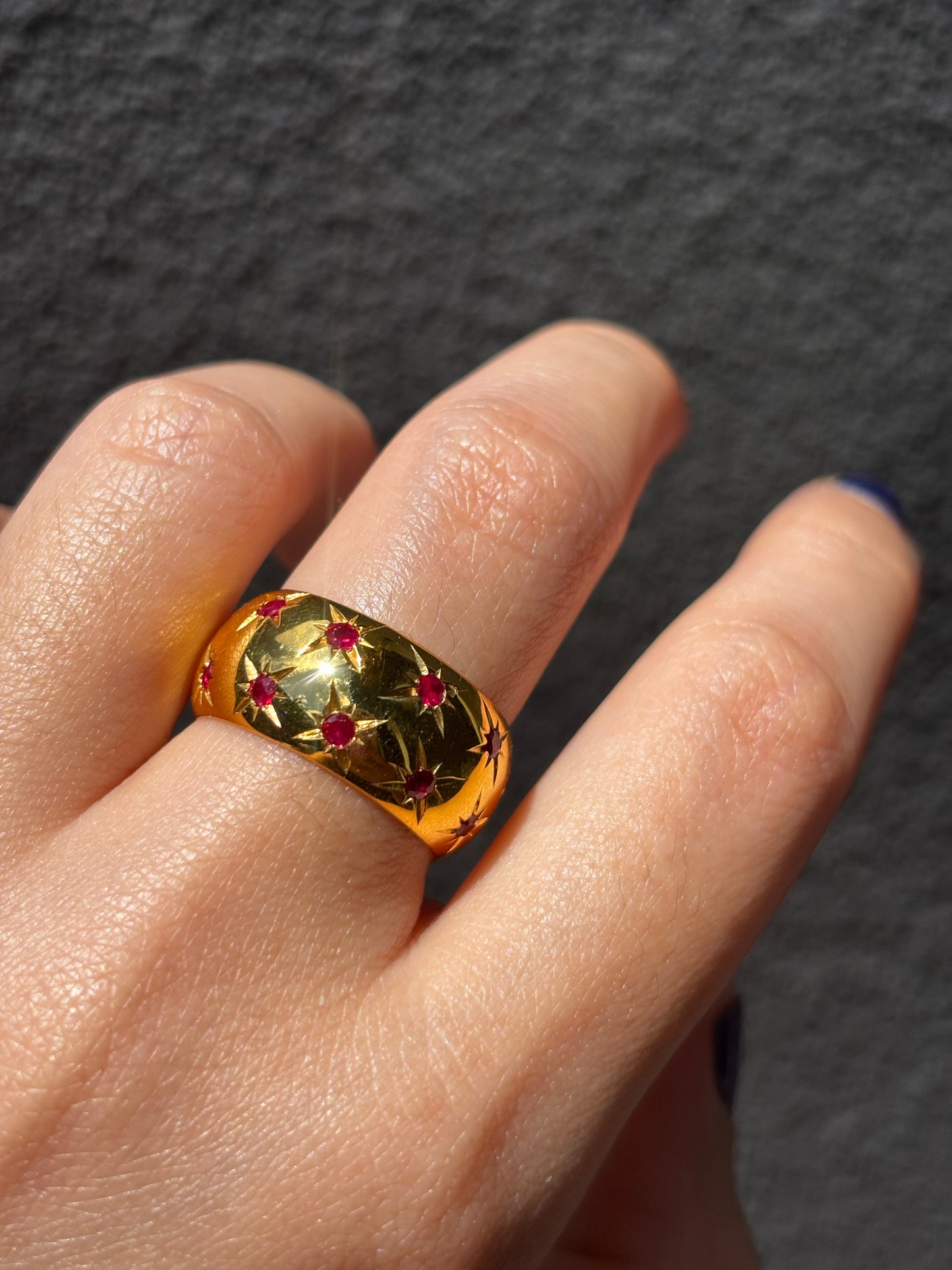 18k Ruby Stardust Cigar Ring